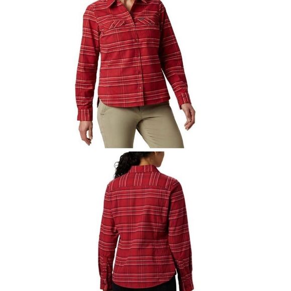 Columbia women’s silver ridge longsleeve red plaid flannel shirt size XL￼ - Picture 1 of 6